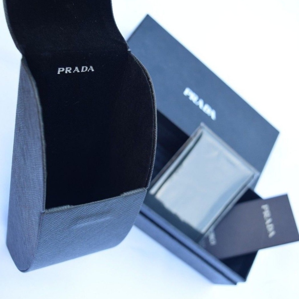 Prada Sunglasses Case Set,Black Magnetic Clamshell,Boxed,Cleaning Cloth,AuthCard - Picture 7 of 13